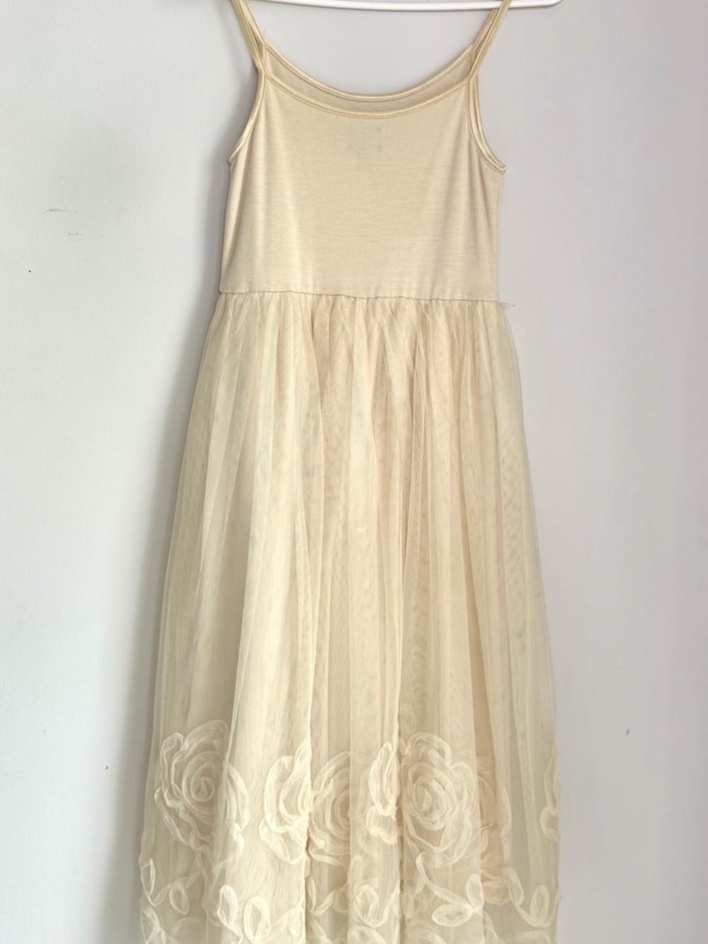 Cream Tulle Floral-Appliqué Girls' Dress